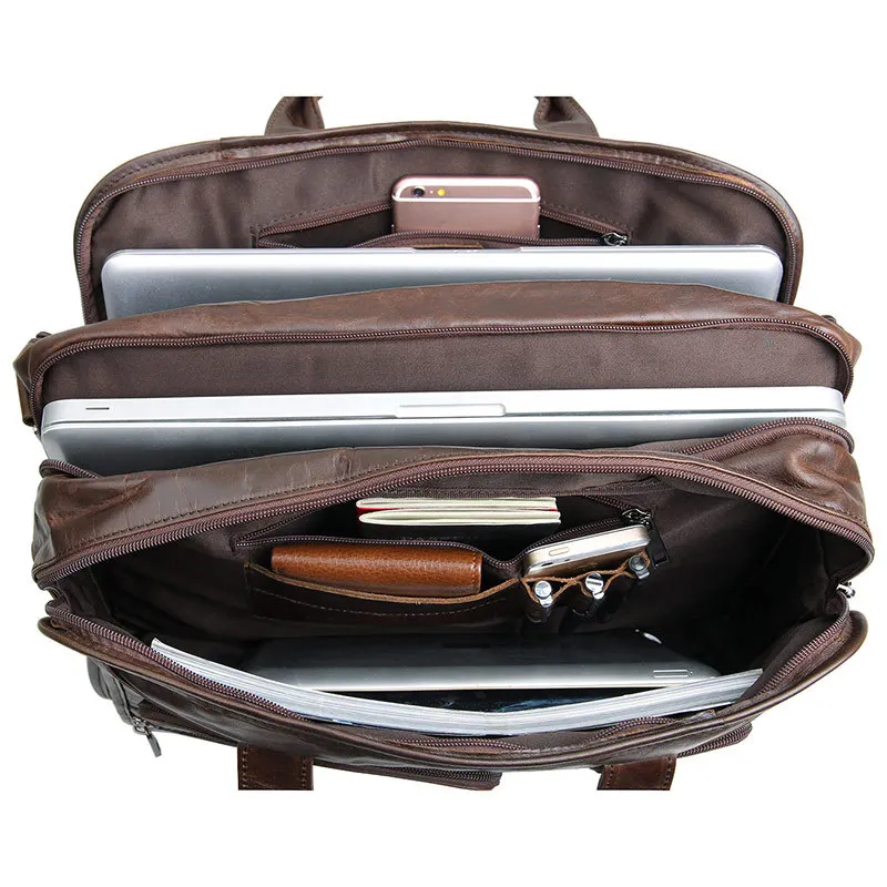 Hoge Kwaliteit Vintage A4 Echt Lederen Executive 15.6 ''Laptop Mannen Aktetas Messenger Tassen Zakenreizen Portfolio M7093