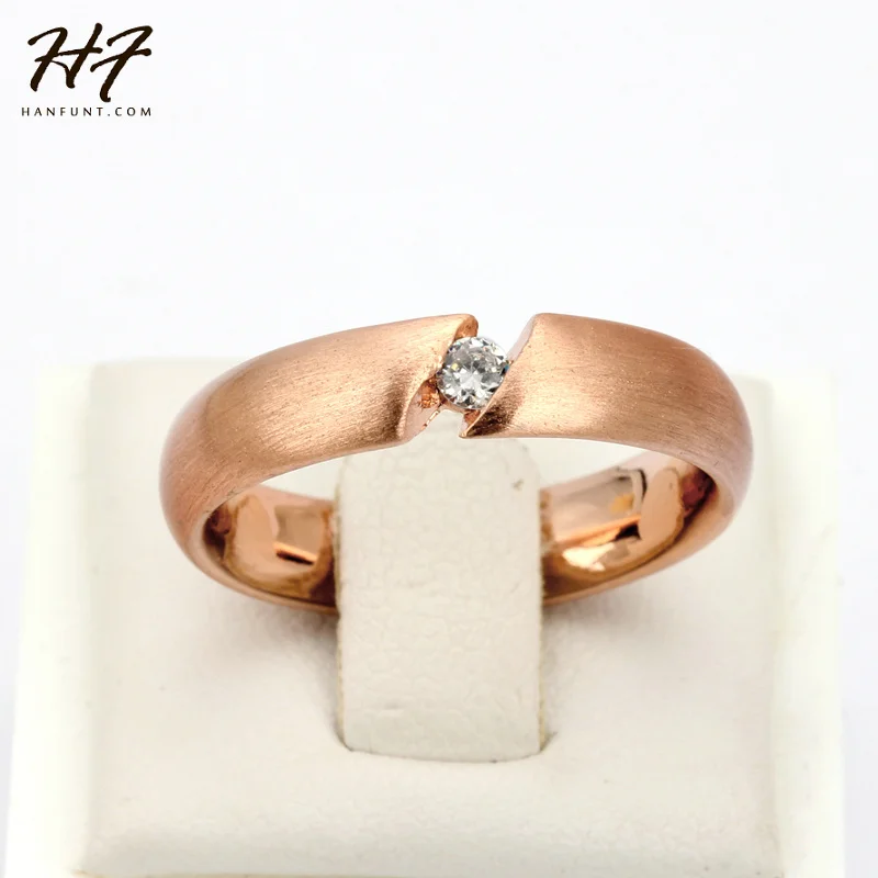 Top Quality CZ Crystal  Wire Drawing Process Rose Gold Color Lover's Ring Austrian Crystal Full Sizes HotSale R441 R442