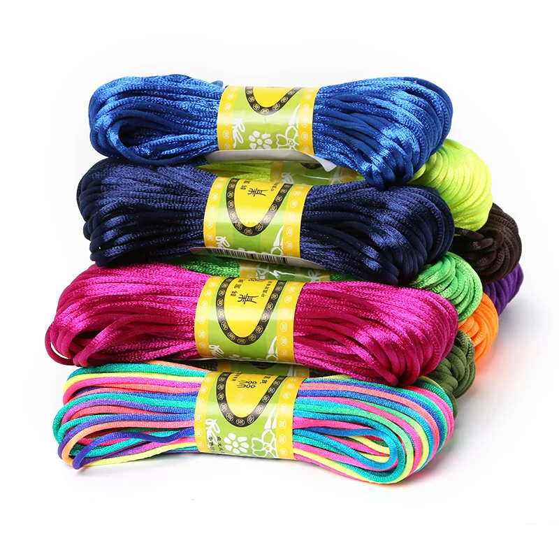 2mm 20meter Soft Satin Rattail Silk Macrame Cord Nylon Kumihimo  For DIY Chinese Knot Bracelet Necklace Jewelry Finding