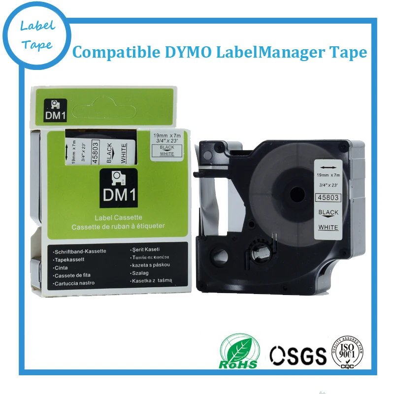 

Free shipping DYMO D1 tapes 19mm black on white 45803 used for DYMO labelmanager labeller