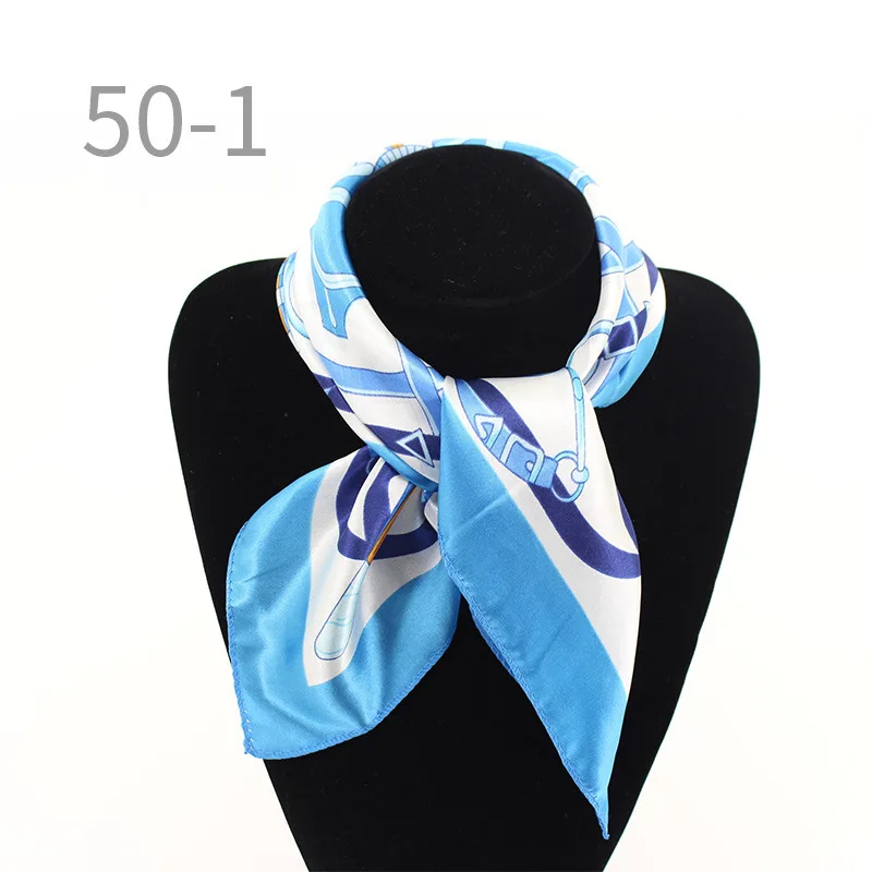 2018 professional hotel flight attendant etiquette printing small square satin 50*50 towel striped decorative scarf