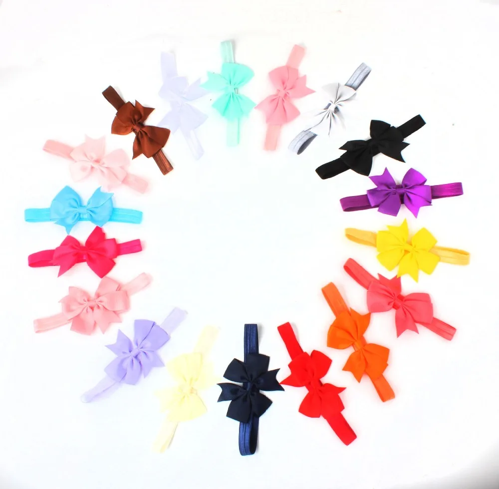 10pcs/lot New Design kids Ribbon Bow Tie Headband DIY Grosgrain Ribbon Bow Elastic Hair Bands Hair Accessories