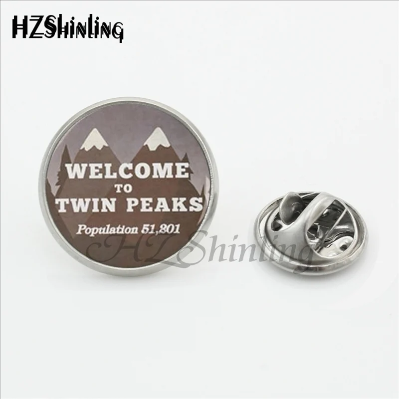 2017 New Arrival Twin peaks Collar Pin Brooch David Lynch movie Jewelry Glass Cabochon Stainless Steel Lapel Pins Brooches