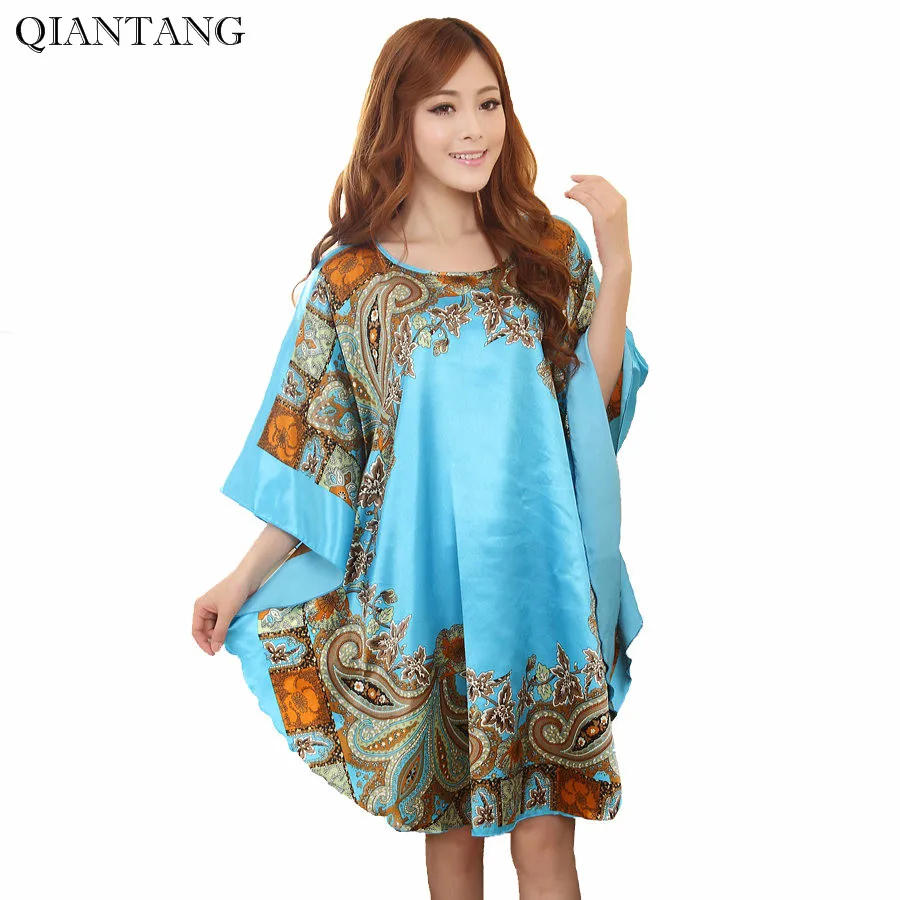 New Arrival Chinese Women\'s Faux Silk Robe Bath Gown Summer Yukata Nightgown Nuisette Pijama Mujer One Size Sws554S