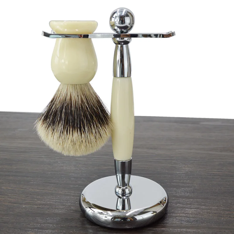 Dscosmetic white metal shaving brush stand safety razor holder