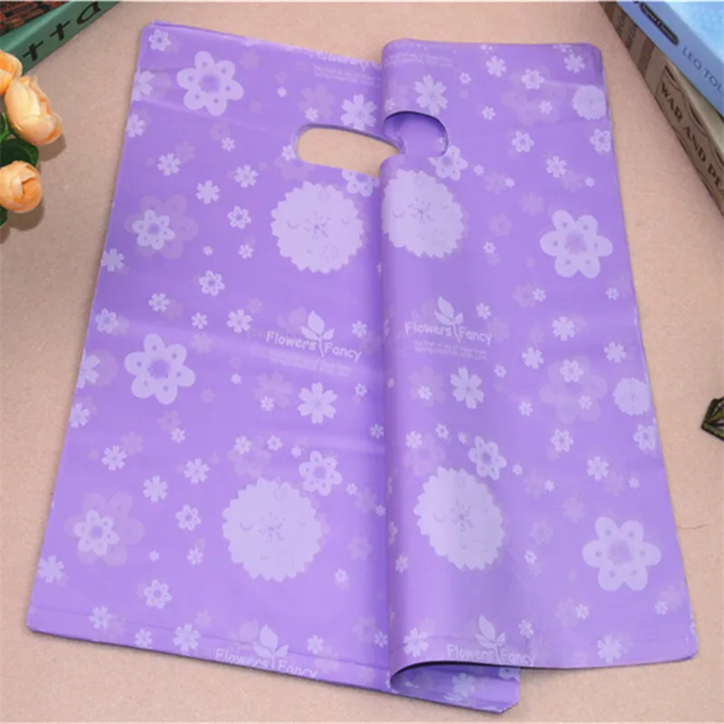 2021 New Design Wholesale 100pcs/lot 30*40cm Luxury Purple Wedding Gift Packaging Bags Plastic Birthday Present Gift Bags