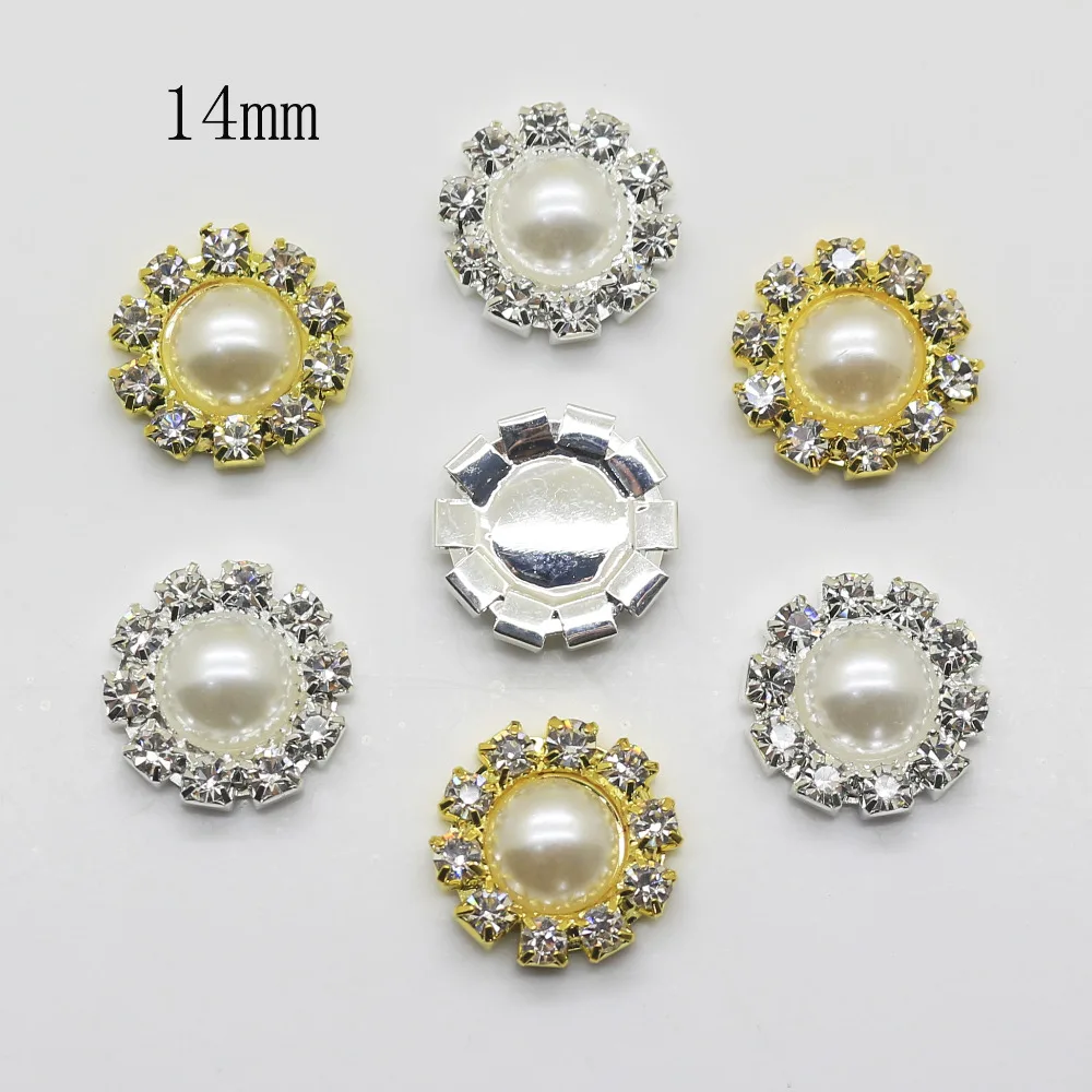 Cheap 14mm Round Pearl Jewelry Accessories 10pcs/lot  Fashion   Gold/Silver DIY Handwork Accessories Festival Supplies