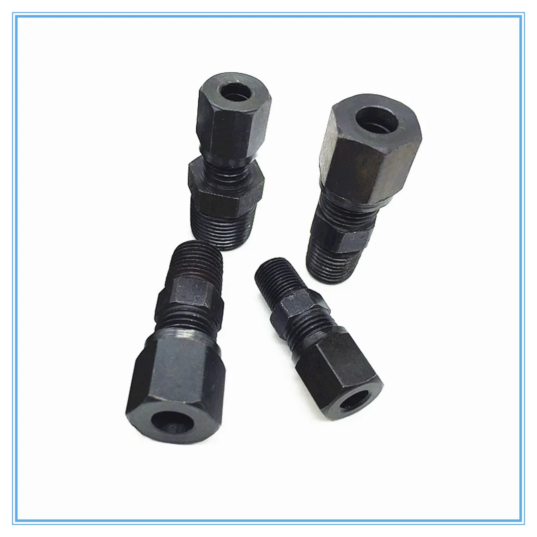 Hydraulic iron joint 4mm-1/4 male thread fluid Marine joint card sleeve tubing carbon steel taper thread straight  Pipe Fitting