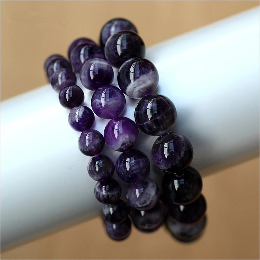 Natural Amethysts Stone Strand Bracelet Elastic Cord Bracelet For Women Fashion Jewelry Dreamy Amethysts Beaded Bracelet Gifts