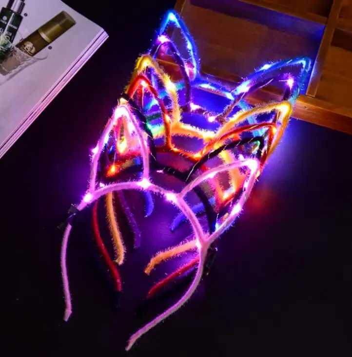 LED Light Up Glowing Rabbit Ear Headband Bunny Women Girl Flashing Headwear Easter Cosplay Dress Up Props Christmas Hairband