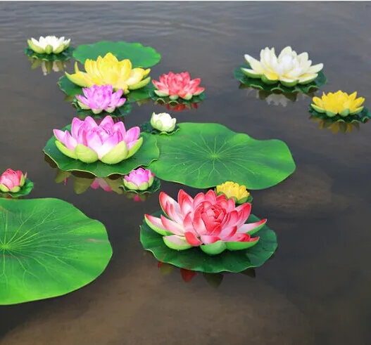 5pcs 28cm Artificial Lotus Flowers Water Lily For Garden Wedding Decoration diy flowers for decoration