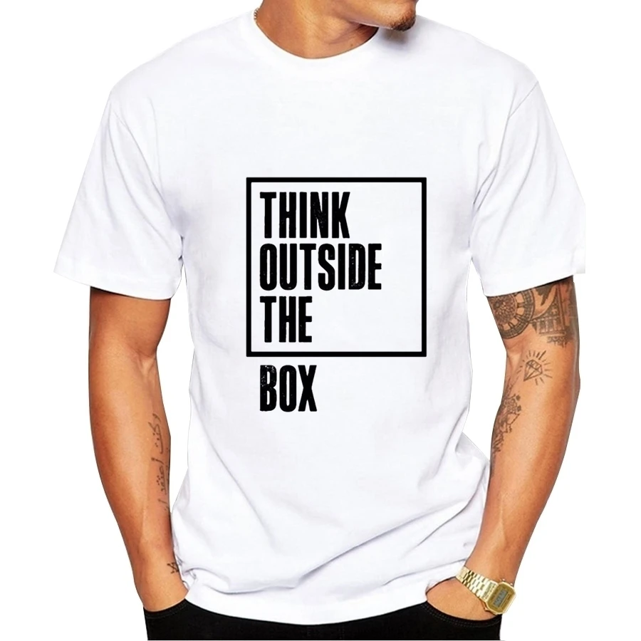 Think Out Side Cool The Box Men Male Letter Quote Modal Short Sleeve O Neck T shirt Funny Customized Top tees gt160