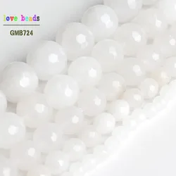 Faceted White Crystal Clear Quartz Round Loose Beads for Jewelry Making DIY Bracelet 15''4/6/8/10/12mm