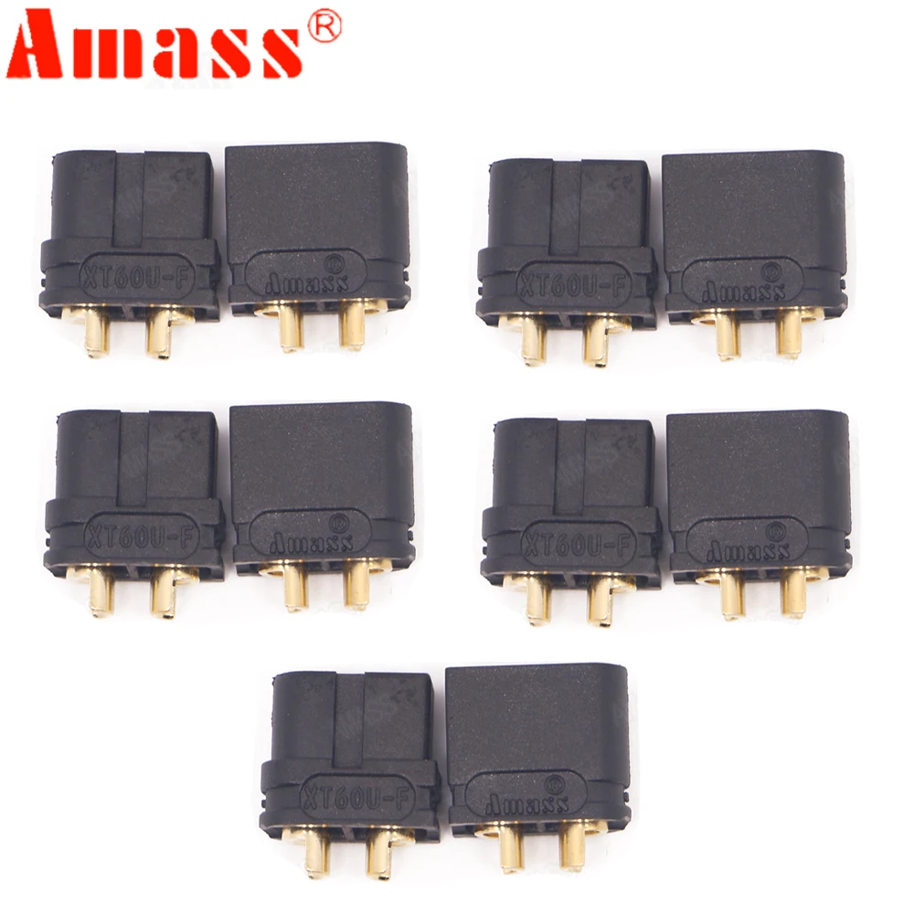 10 x Amass XT60U XT60 업그레이드 플러그 커넥터 (Rc Drone Car Boat (5 Pair) 용 3.5mm 금도금 바나나 플러그 포함)