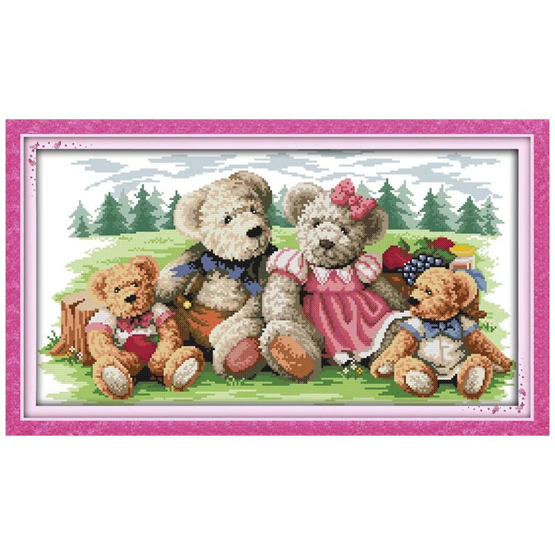 Bear Family(2) modelli contati Set punto croce 11CT 14CT 16CT timbrato DMC Kit punto croce ricamo ricamo Home Decor