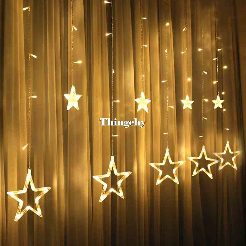 220V 138pcs LED fairy string lights Star Curtain Lights Waterproof outdoor christmas decorations for home wedding Garlands natal