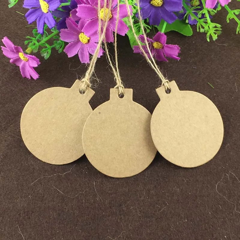 200 PCS/lot+200pcs string  Round Kraft Tag Hang Tag Price Label Kraft Tag  Price 5x5.7cm