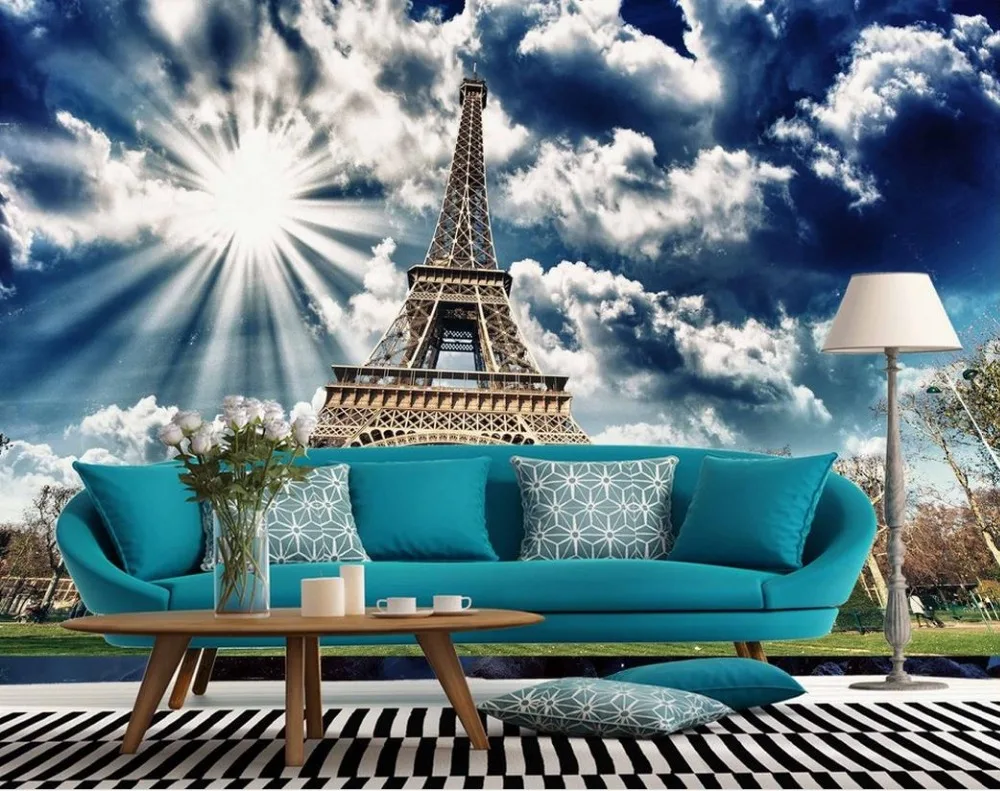 

Eiffel Tower 3d wallpaper modern for living room murals Home Decoration Non woven wallpaper Mural 3d wallpaper