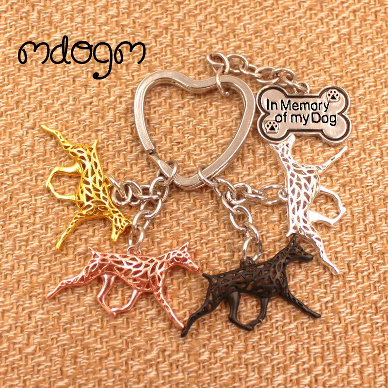 Cute Doberman Dog Animal Gold Silver Plated Handbag Charm Pendant Keychain For Bag Car Women Men Key Ring Love Jewelry K022