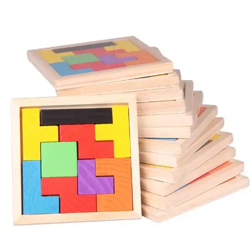 

Wooden Tetris Game Educational Jigsaw Puzzle Toys Wood Tangram Brain-Teaser Puzzle Preschool Children Kids Toy YH1059