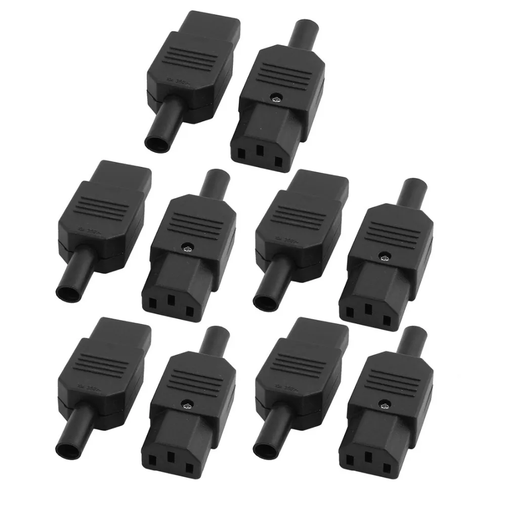 

UXCELL 10Pcs 10A AC 250V Black IEC 320 C13 Female Plug Rewireable Inline Power Connector 3Pin Socket for Power Supply Cabinets