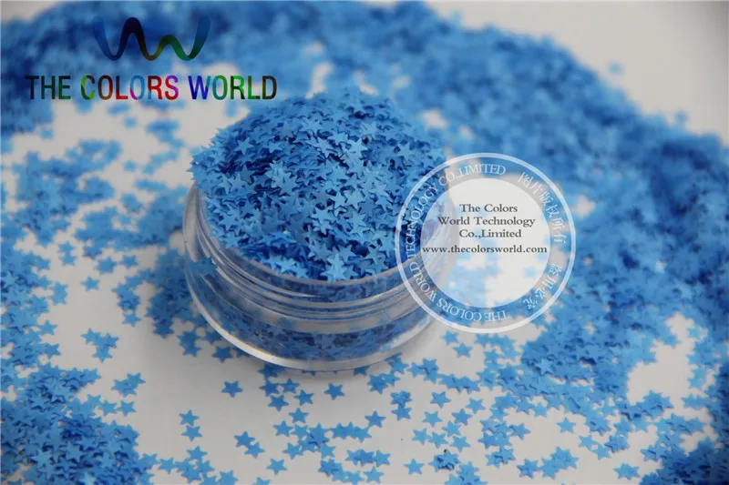 Solvent resistant Sparkles- Neon Blue Color Stars-shaped Glitter Confetti for Nail Polish and DIY decoration 1Pack =50g