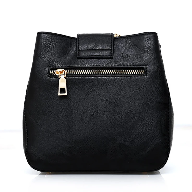 High Quality Soft PU Leather Retro Shoulder Bag Shell Bag Female Crossbody Bag Ladies Circle Hasp Saddle Bag