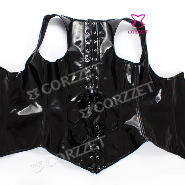 Latex Black PVC Waist Trainer Vest Shaper Sexy Corpete Corselet Underbust Corset Bustier Crop Top Female Corsets And Bustiers