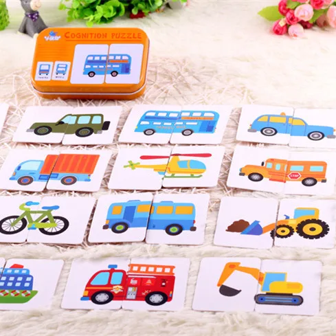 Graph Match Game Early Educational Montessori Toys Puzzle Card Cartoon Vehicle Animal Fruit Pair Matching Game Toys