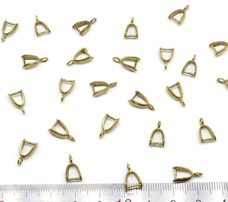 150pcs medium Basic Brass bail, 12mm, antique gold Pendant bails for necklace diy jewelry findings