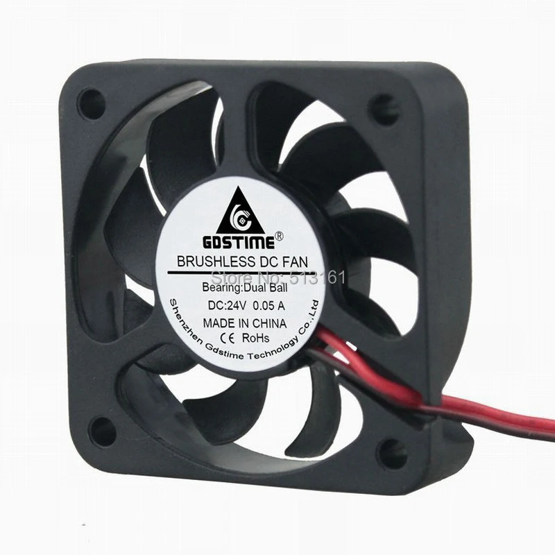 Gdstime DC 24V 50mm Dual Ball Bearing 50x50x12mm 5cm 2Pin Brushless Cooler Cooling Fan