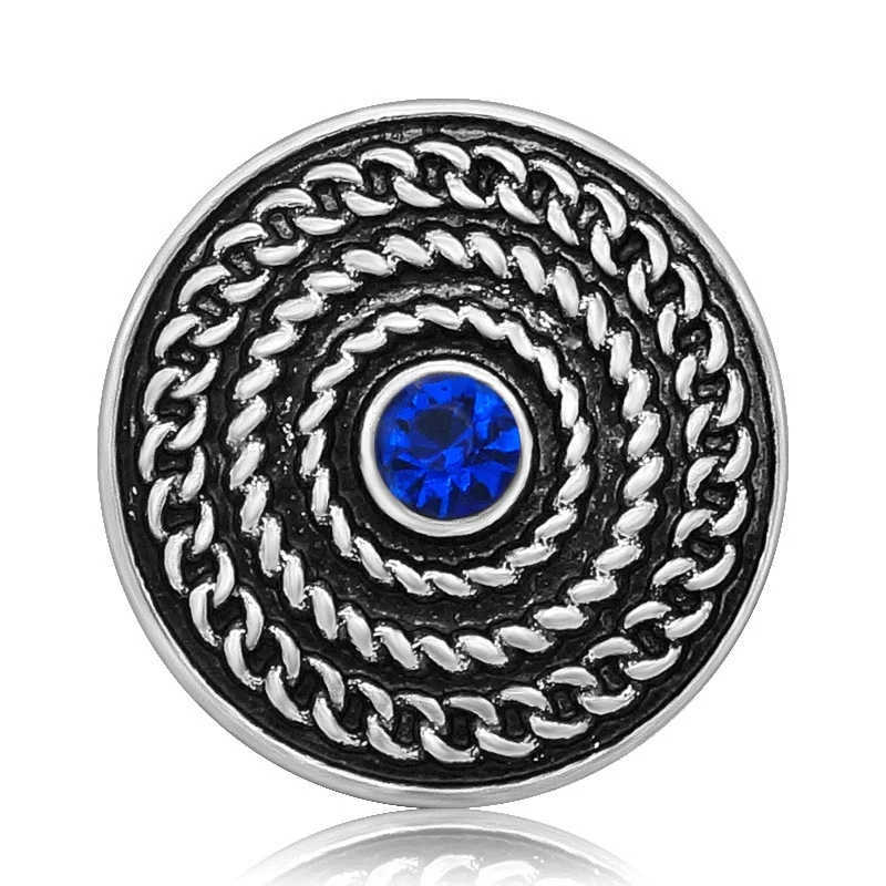 New KZ3141 Charming colorful rhinestone chain round pattern 20MM snap buttons fit snap bracelet jewelry wholesale