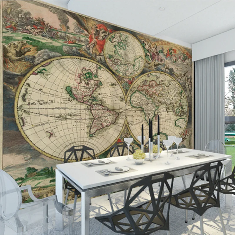 

beibehang paper papel de parede The most comprehensive European retro custom wall map of the world Personalized custom wallpaper