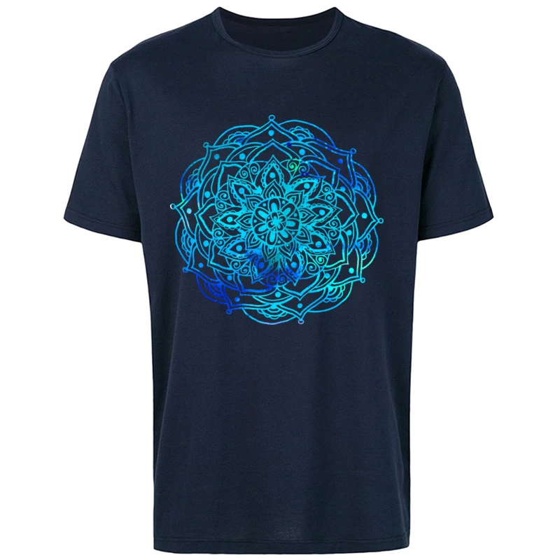 Classic Mandala Pattern Mens Tshirts High Quality Short Sleeve Casual Slim Fit Tops T Shirt Flower Print Buddha OM T-Shirts