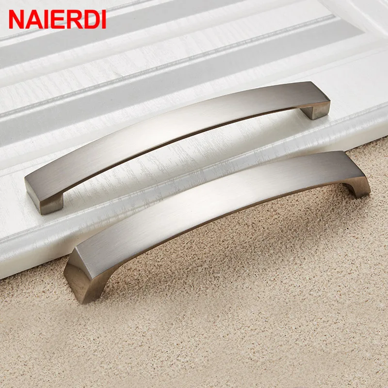 NAIERDI Modern Style Cabinet Pulls Knobs Door Kitchen Handles Furniture Hardware Wardrobe Cupboard Handle Drawer Pulls