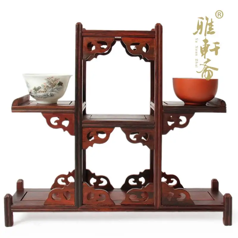 Mahogany furniture base stone teapot rack shelf teapot Grenadilla wood edge antique mahogany base