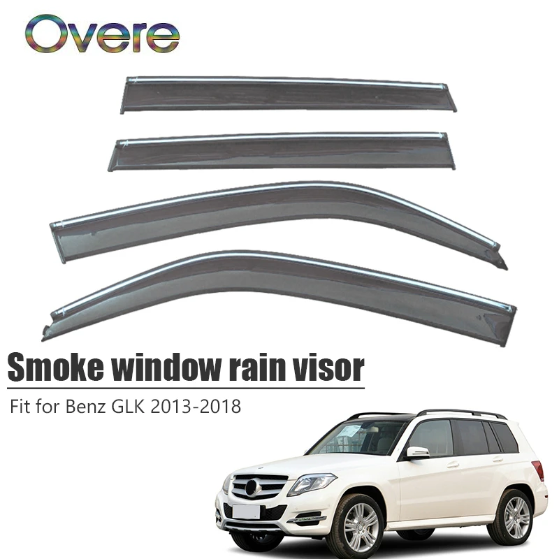 

OVERE NEW 1Set Smoke Window Rain Visor For Mercedes GLK 300 200 260 2013-2018 ABS Vent Sun Deflectors Guard Car Accessories