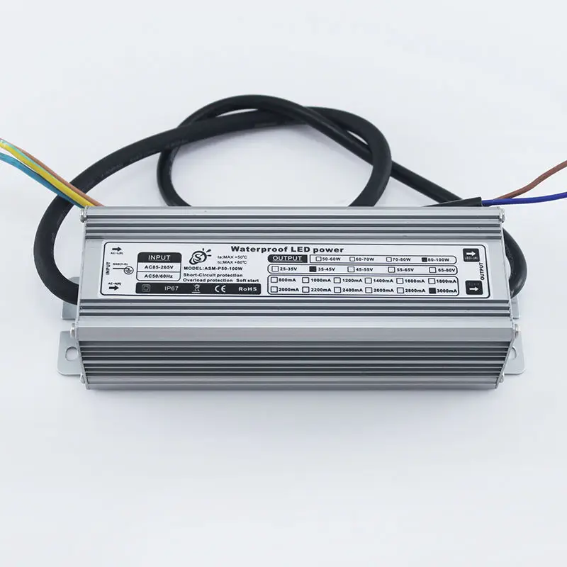 100W IP65 Waterproof LED Driver, AC85-265V To DC30-36V 3000mA Constant Current Power Supply, Out Door Floodlights Transformer