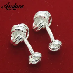 Silver Color round Cufflinks Men's Gift Tie a Knot Trendy Jewelry Cufflinks for Women