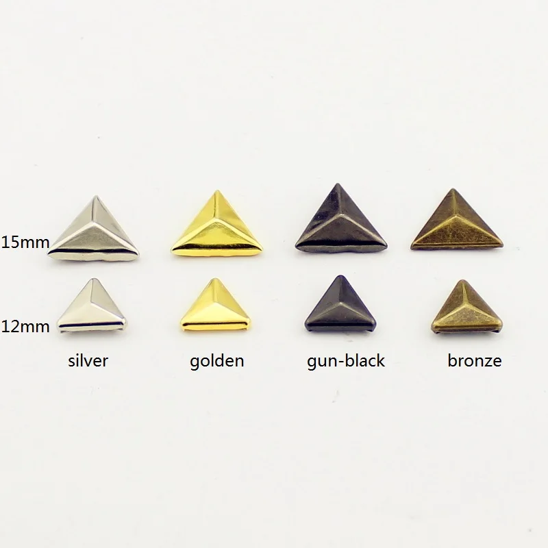 100pcs 2 Sizes Claws Triangle Rivets Leather Craft 4 Colors Punk Spikes For Clothes DIY Accessory Decorative Tire Studs