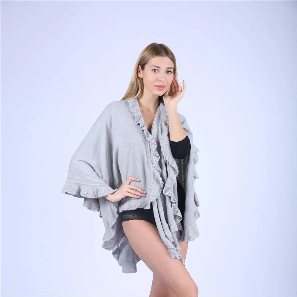 Jinjin.QC 2019  Cashmere Shawl Fashion Boho Style Plaid Thick Warm Blanket Poncho Wool Scarves and Capes Light Gray Color