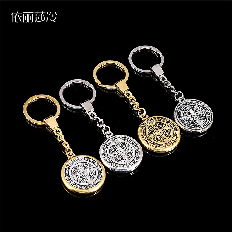 3 Popular Miracles Saint Benedict Medal Pendant Keychain Ring Jewelry Keychain Car Keyring Jesus Religious Keychain Gift.3.5X3.5