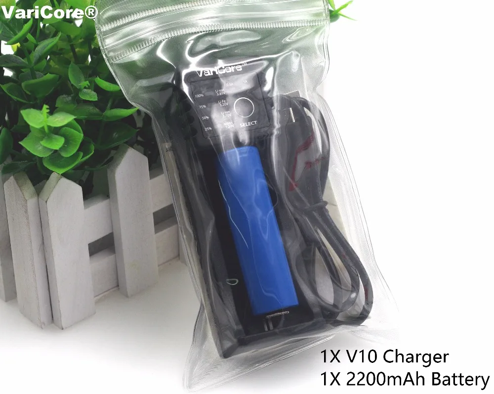 1xVaricore V10 1.2V 3V 3.7V 4.25V 18650/26650/18350/16340/18500/AA AAA nimh caricabatterie agli ioni di litio 1x18650 batteria da 2200 mAh