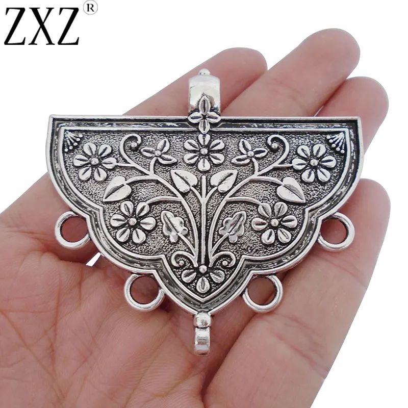 ZXZ 2pcs Large Boho Tribal Multi Strand Flower Connector Pendant for DIY Necklace Jewelry Making Findings 65x59mm