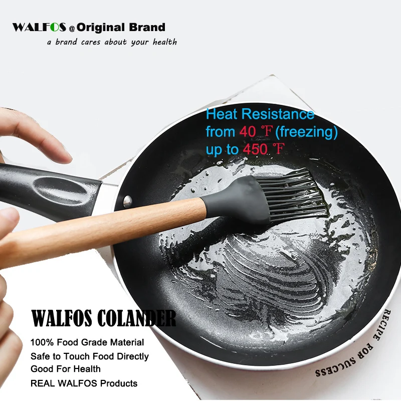 WALFOS Food Grade Silicone Wood Handle Cooking Utensils Cookware Kitchen Cooking Tools Spatula And Ladle Kitchenware
