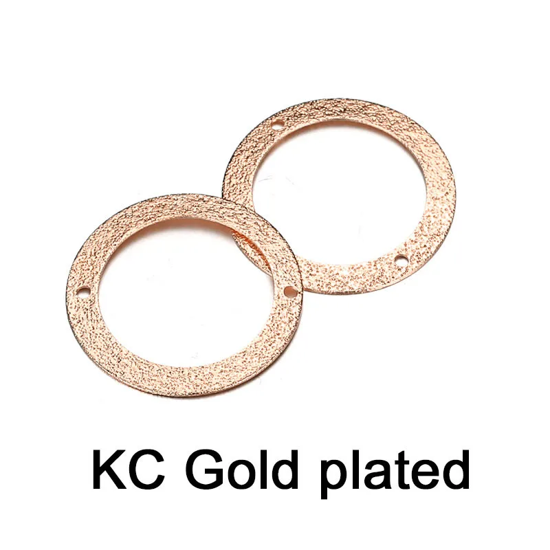50PCS/lot 22mm Stardust Double Holes Copper Charm Pendants Geometry Brass Flat Round Charms Fit Bracelets Jewelry DIY Making