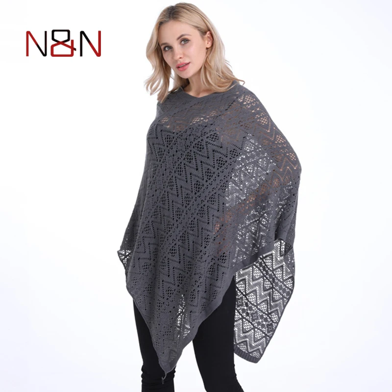 Poncho de moda para mujer, suéter fino, cárdigans de rayas de Color sólido, talla grande, novedad, envío directo