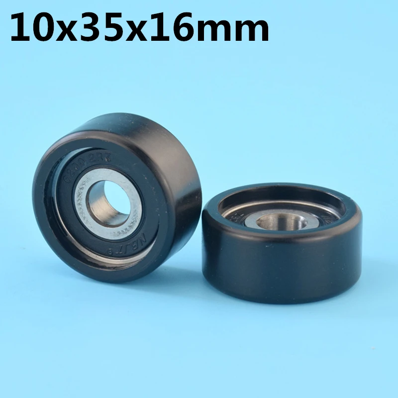 

1Pcs 10x35x16 mm Nylon Plastic Wheel With Bearings Flat miniature pulley POM Hard bearing Mechanical passive wheel