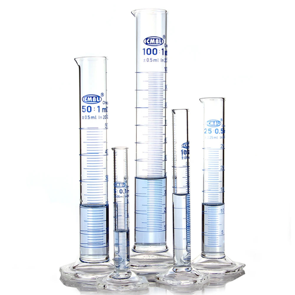 500mL Measuring Cylinder with Spout and Graduation with Glass Heagon Base Laboratory Chemistry Equipment