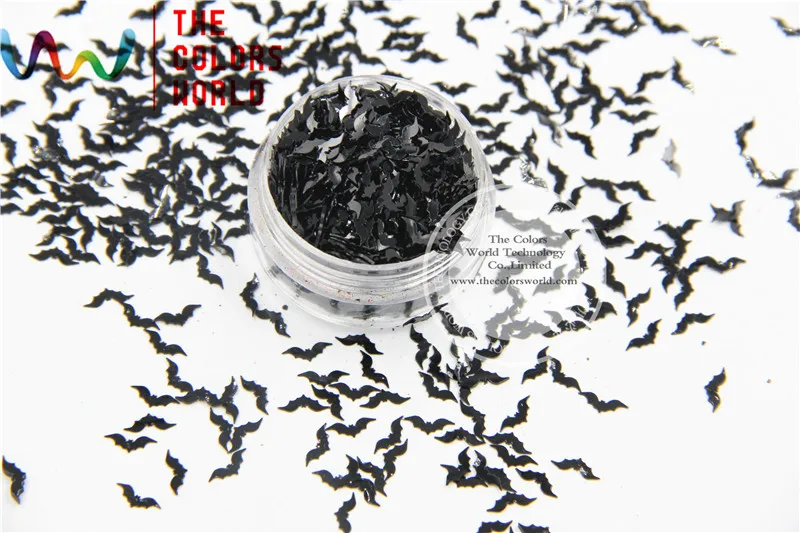 Black Color   Bat  shape Size :8mm  Glitter spangles for Nail Art  and DIY supplies and Holiday decorations